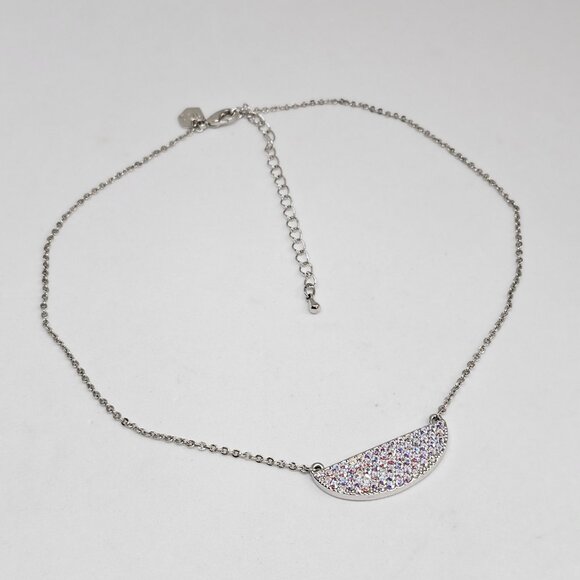 Touchstone Crystal Swarovski Shine Everyday Necklace AB Aurora Borealis Pendant - Picture 7 of 12